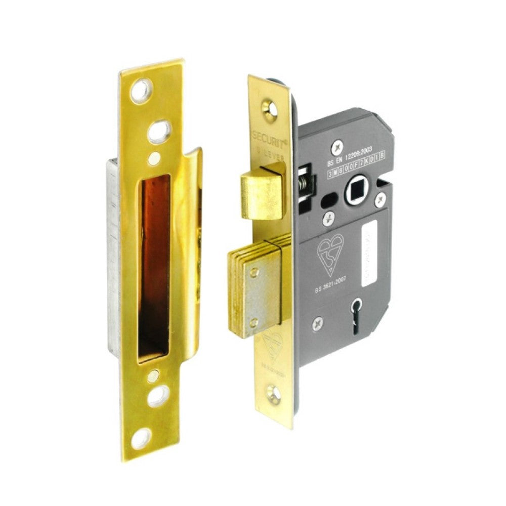 SECURIT S1791 BS 5 LEVER SASH LOCK BRASS 63MM WITH 2 KEYS. MP-S1791 \\\KD01300