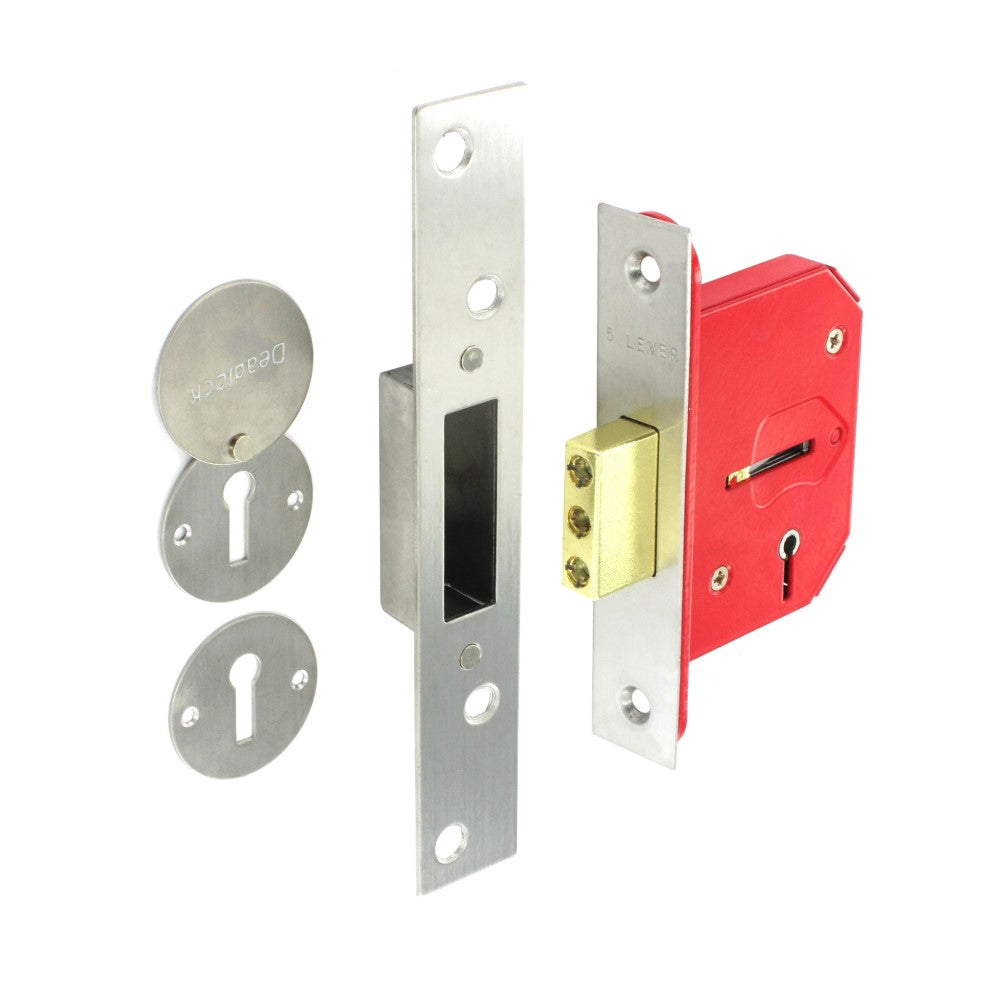 SECURIT S1805 5 LEVER DEAD LOCK NICKLE PLATED 63MM WITH 2 KEYS. MP-S1805 \\\KD01303