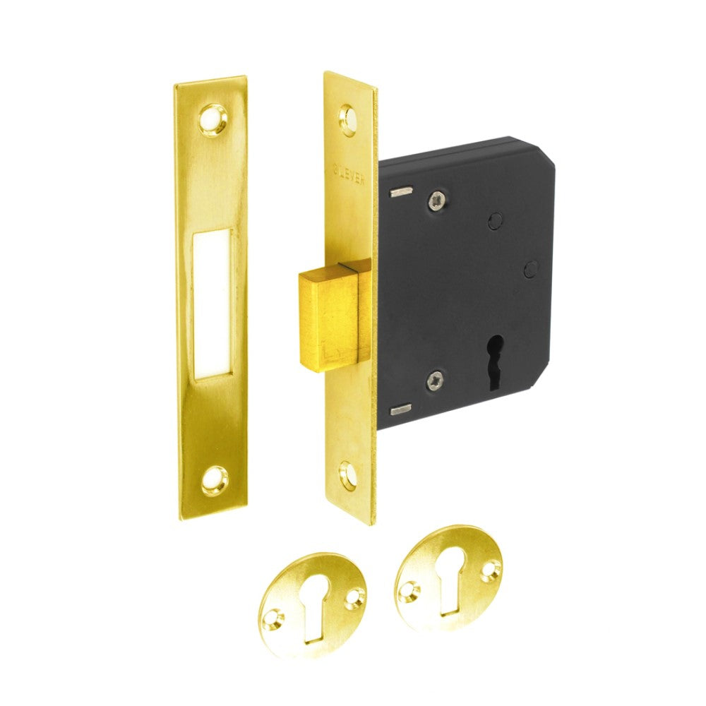 SECURIT S1814 3 LEVER DEAD LOCK BRASS PLATED 63MM WITH 2 KEYS. MP-S1814 \\\KD01304