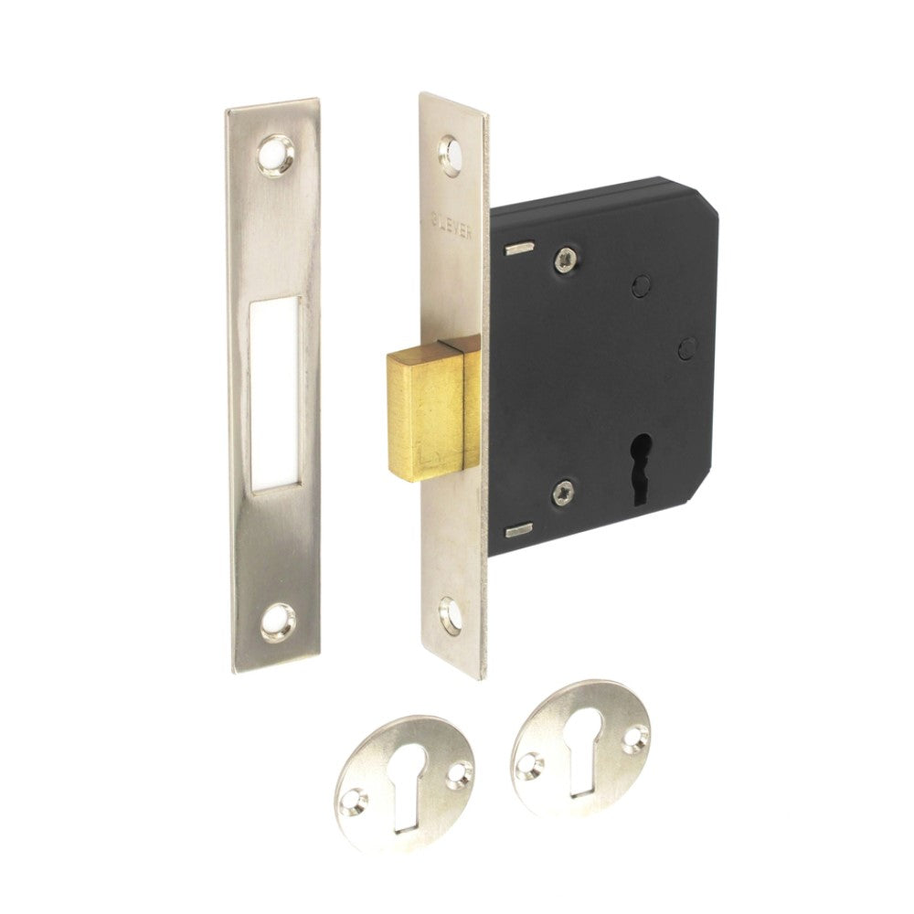 SECURIT S1816 3 LEVER DEAD LOCK NICKLE PLATED 63MM WITH 2 KEYS. MP-S1816 \\\KD01305