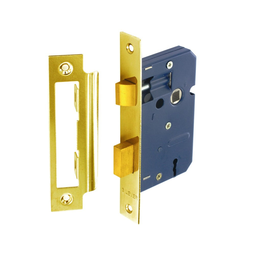 SECURIT S1831 3 LEVER SASH LOCK BRASS PLATED 63MM WITH 2 KEYS. MP-S1831 \\\KD01306