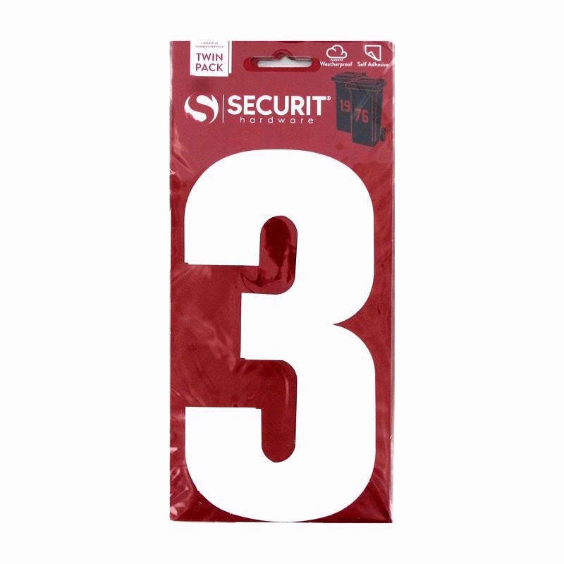 SECURIT S6913 WHEELIE BIN NUMBER 3 WHITE 170MM. MP-S6913 \\\KD01451