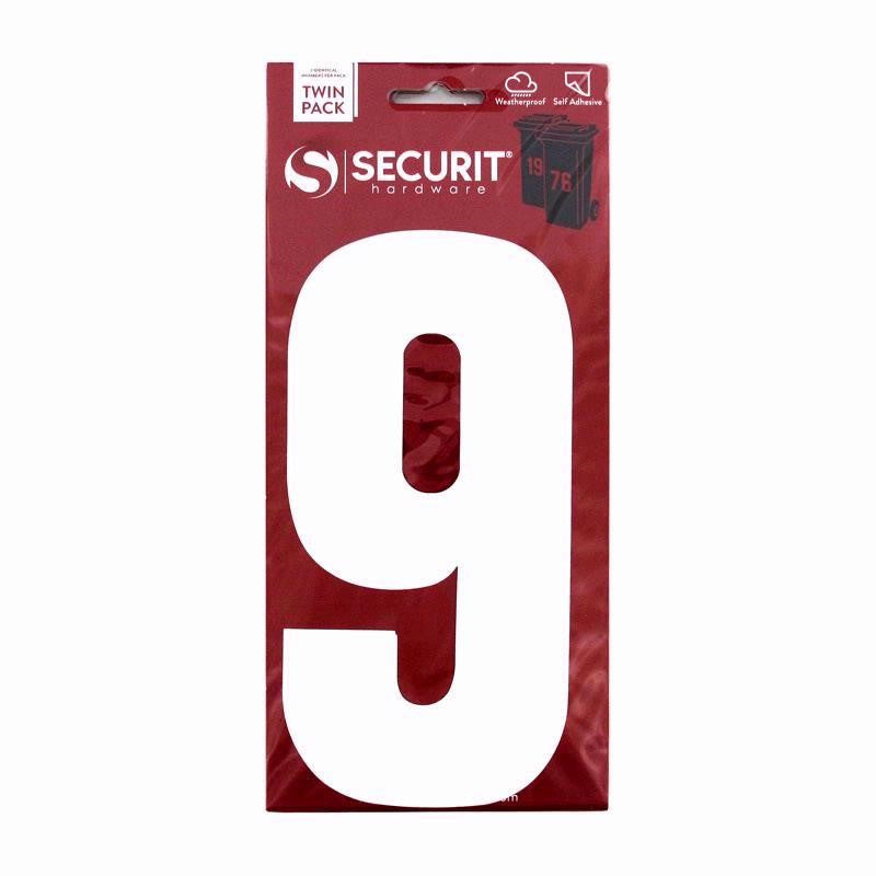 SECURIT S6919 WHEELIE BIN NUMBER 9 WHITE 170MM. MP-S6919 \\\KD01457