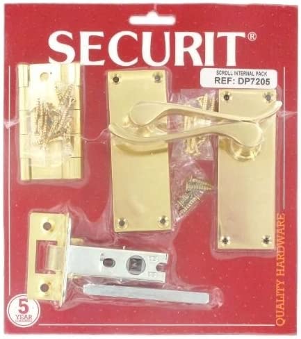 SECURIT S7205 PBRASS PLATED SCROLL LATCH HANDLES 115MM. MP-S7205 \\\KD01461