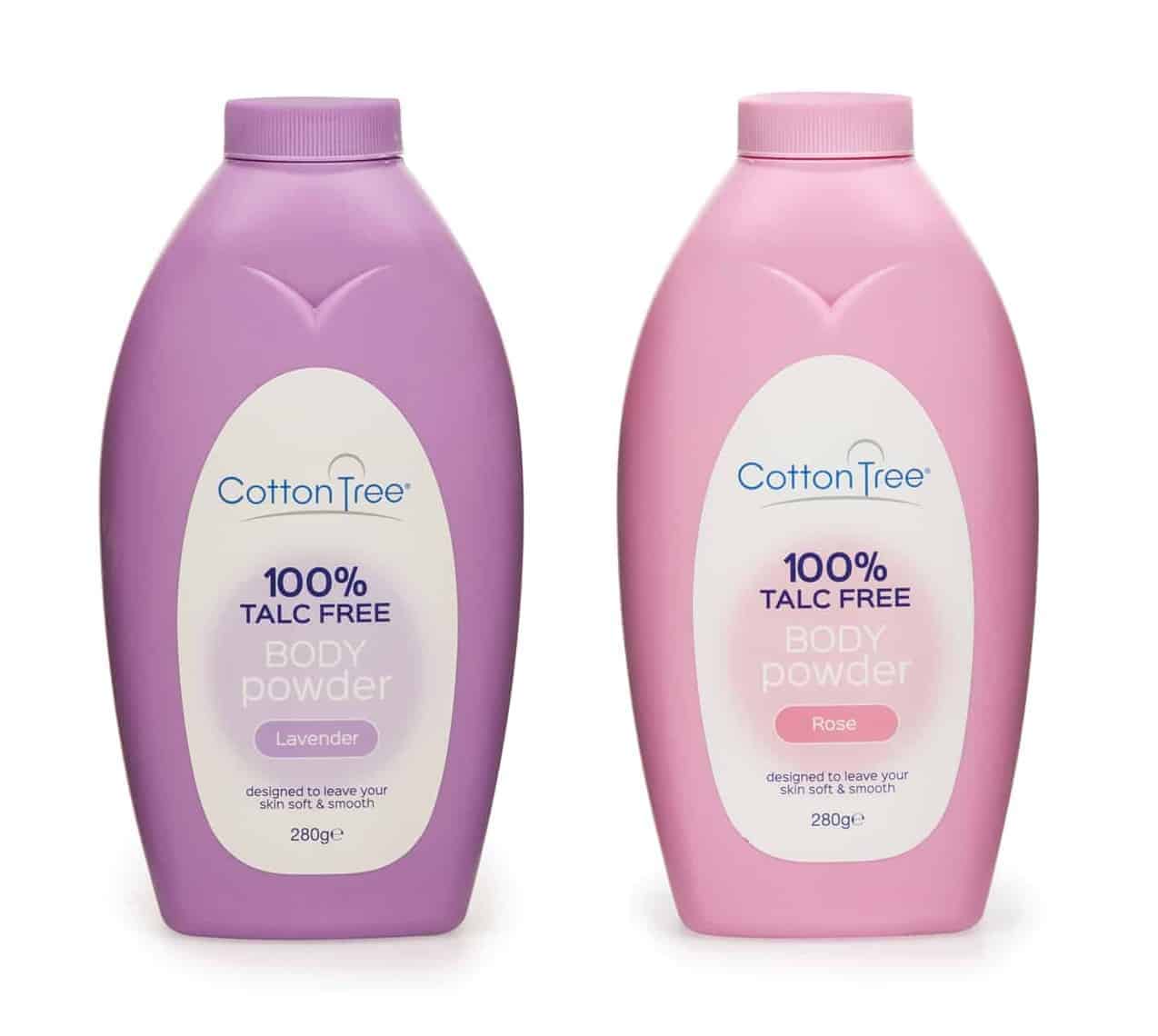 COTTON TREE BODY POWDER 250G (TALC FREE) - LAVENDER OR ROSE. CT058A \\\KD01546
