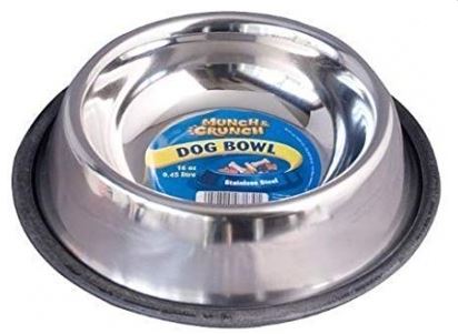 MUNCH CRUNCH ANTI-SKID DOG BOWL STEEL 450ML. MC0121A \\\KD01584