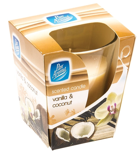 PAN AROMA CLEAR GLASS CANDLE - VANILLA & COCONUT. PAN0285 \\\KD01604