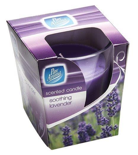 PAN AROMA CLEAR GLASS CANDLE - SOOTHING LAVENDER. PAN0297 \\\KD01606