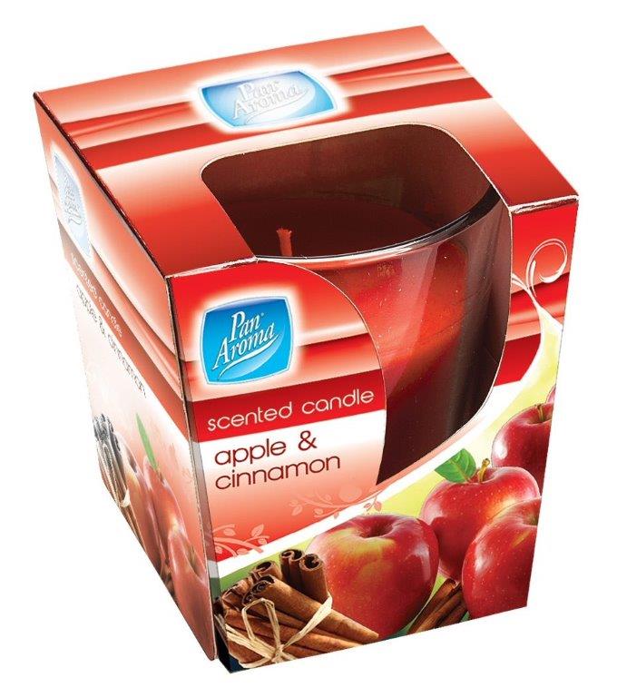 PAN AROMA CLEAR GLASS CANDLE - APPLE AND CINNAMON. PAN0361 \\\KD01608