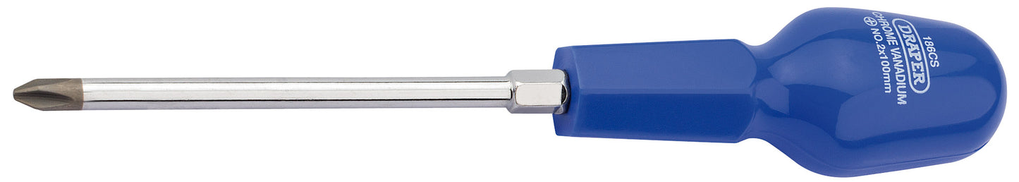 DRAPER 14084 NO 2 X 100MM CROSS SLOT CABINET PATTERN SCREWDRIVER 186CS. DRA14084 \\\KD01659