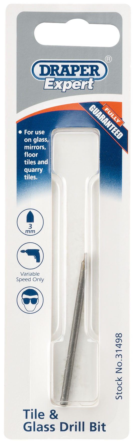 DRAPER 31498 TILE AND GLASS DRILL BIT (3MM). DRA31498 \\\KD01667