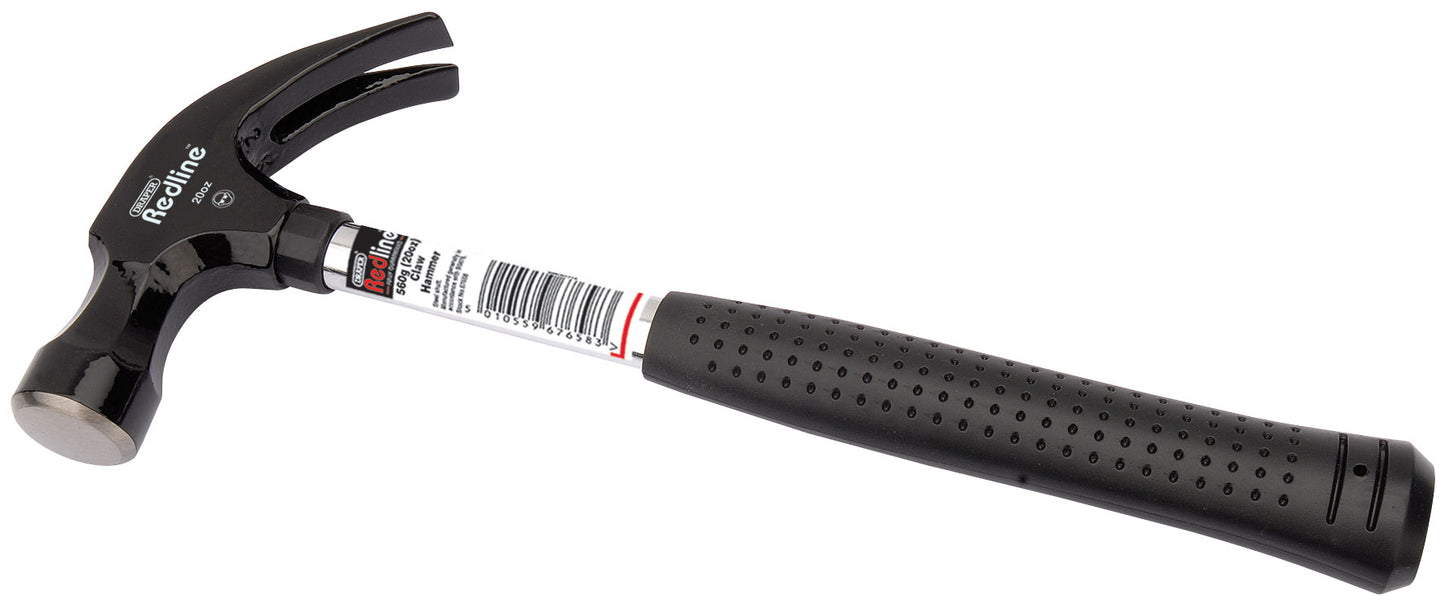 DRAPER REDLINE 67658 560G (20OZ) CLAW HAMMER WITH STEEL SHAFT. DRA67658 \\\KD01829