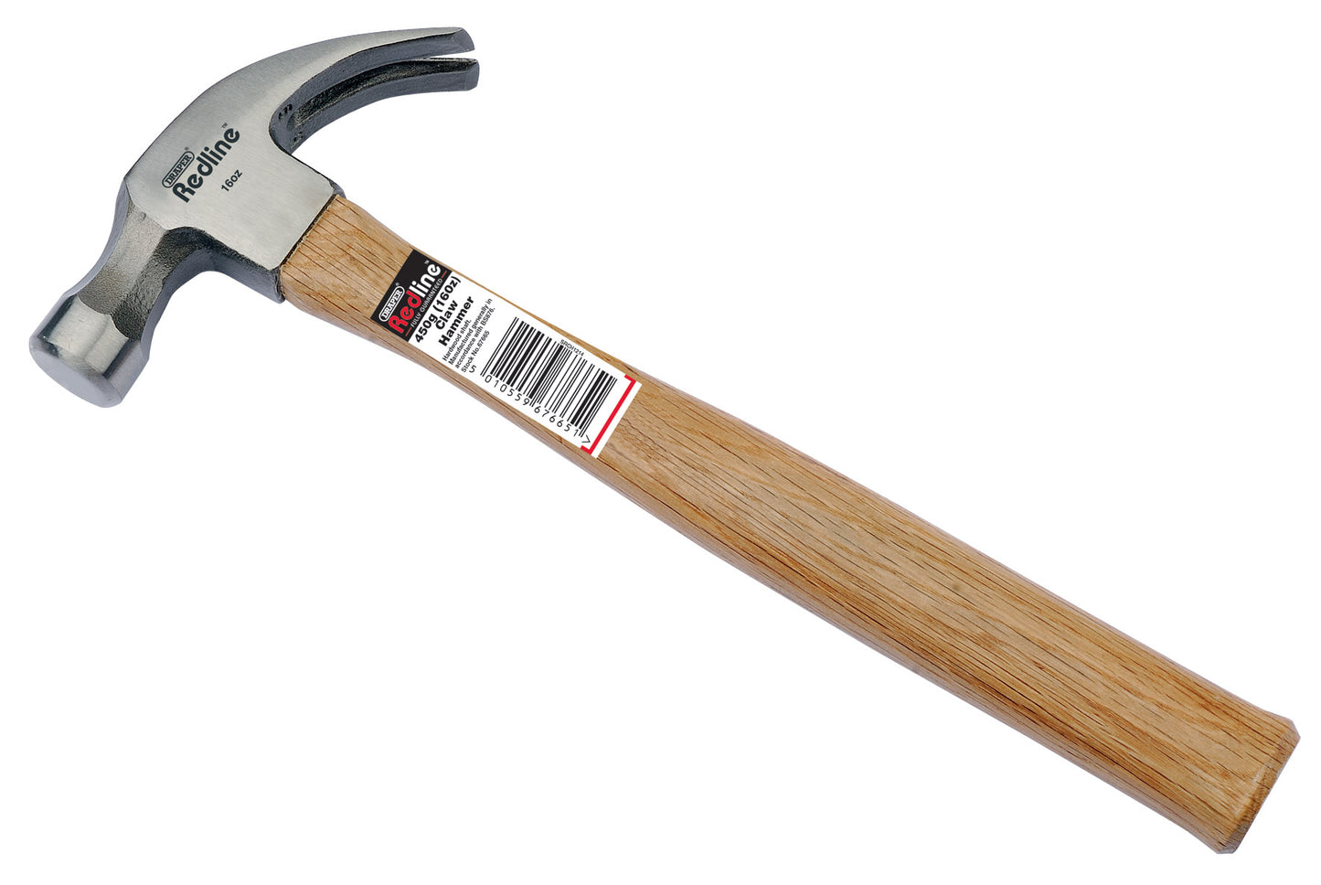 DRAPER REDLINE 67665 450G (16OZ) CLAW HAMMER WITH HARDWOOD SHAFT. DRA67665 \\\KD01831