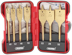 DRAPER 18560 TITANIUM NITRIDE COATED FLAT WOOD DRILL BIT SET (7 PIECE). DRA18560 \\\KD01926