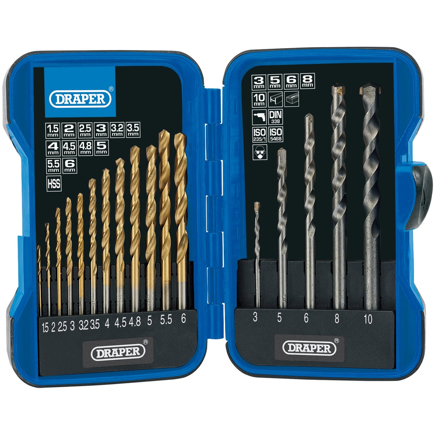 DRAPER EXPERT 18551 COMBINED HSS AND MASONRY DRILL BIT SET (17 PIECE). DRA18551 \\\KD01927