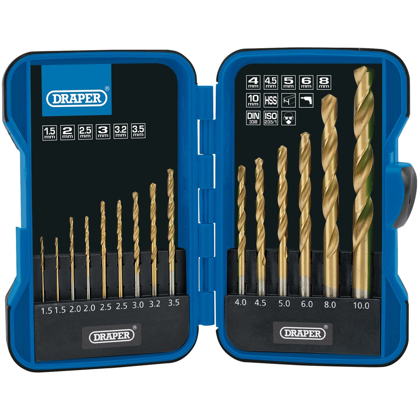 DRAPER EXPERT 18549 TITANIUM NITRIDE COATED HSS DRILL BIT SET (15 PIECE). DRA18549 \\\KD01928