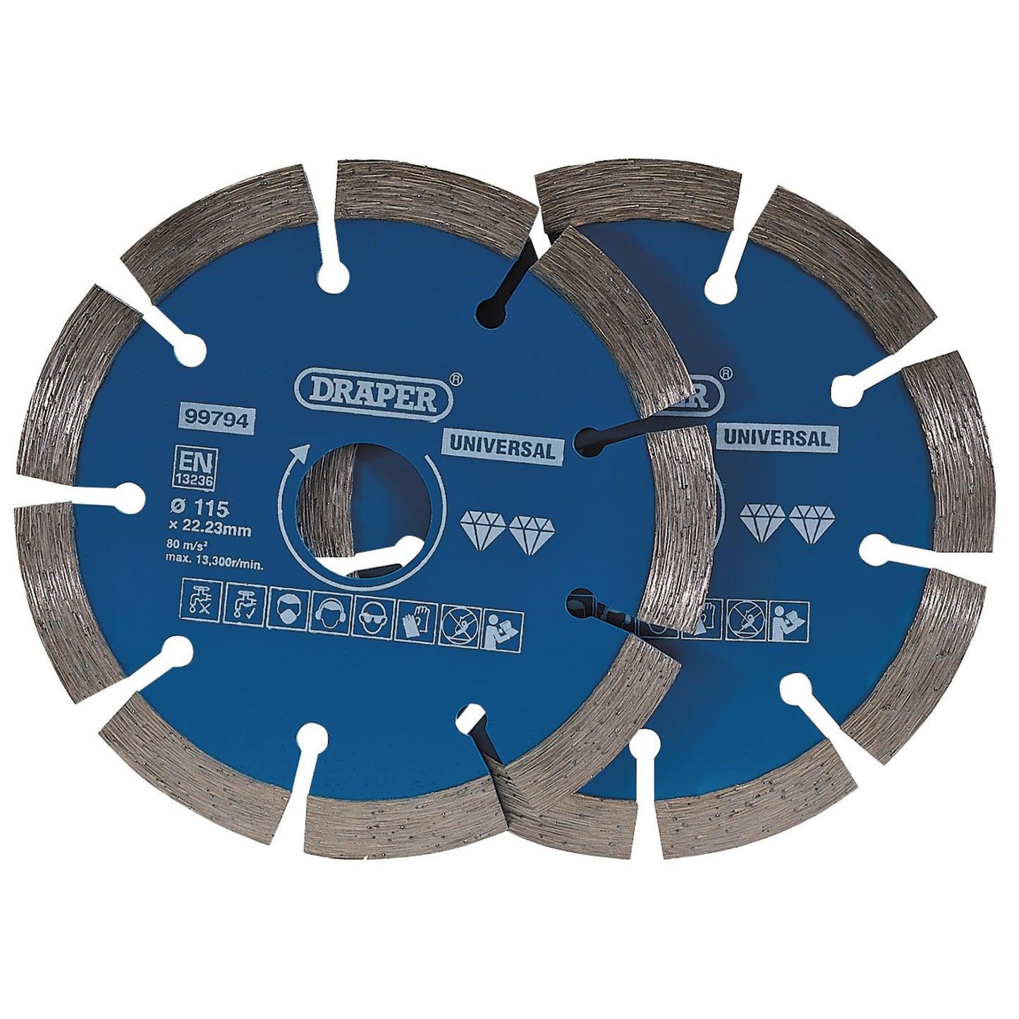 DRAPER 99794 SEGMENTED DIAMOND BLADE 115MM X 22.23MM 2/PK. DRA99794 \\\KD01931