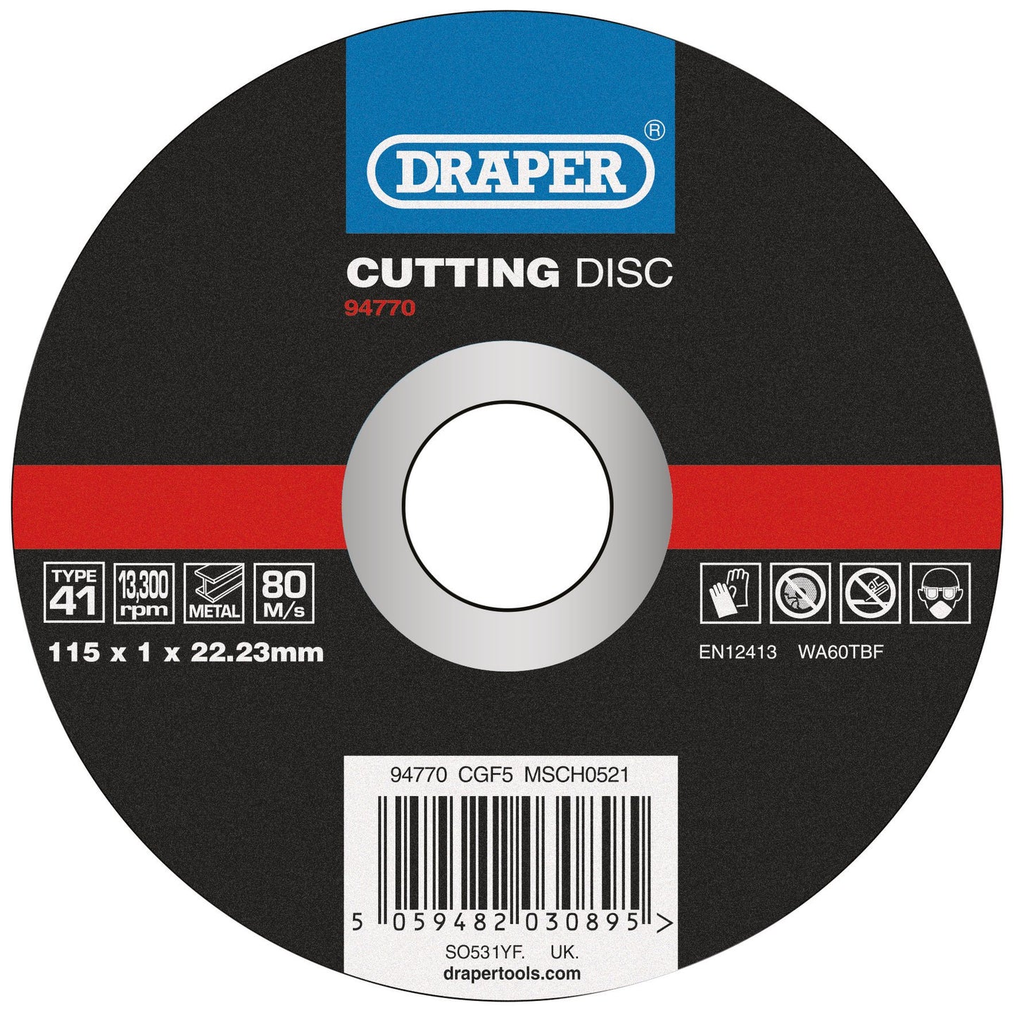 DRAPER METAL CUTTING DISC 115 X 1 X 22.23MM. DRA94770 \\\KD01935