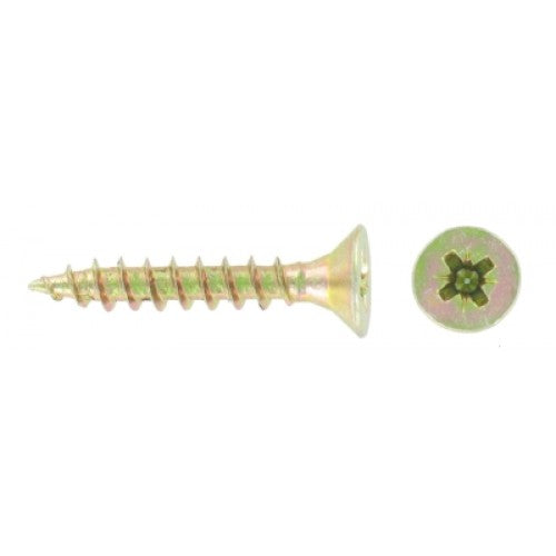 FAST PAK VALUE 0362 5.0 X 80 POZI CSK CHIPBOARD SCREWS YELLOW 10 PER PACK. FP0362 \\\KD01978