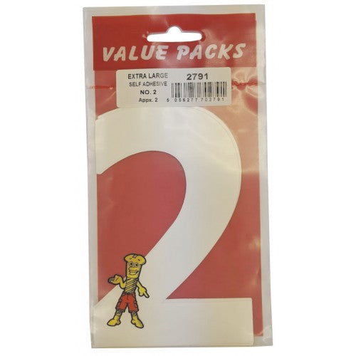 FAST PAK VALUE 2791 NUMBER (2) EXTRA LARGE SELF ADHESIVE NUMBERS 2 PCS PER PACK. FP2791 \\\KD02199