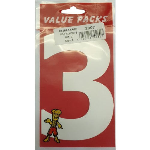 FAST PAK VALUE 2807 NUMBER (3) EXTRA LARGE SELF ADHESIVE NUMBERS 2 PCS PER PACK. FP2807 \\\KD02200