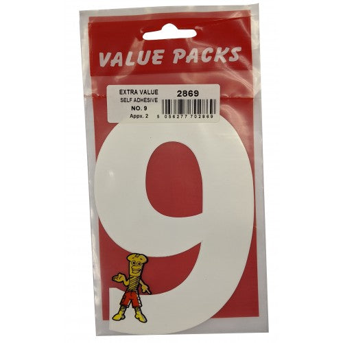 FAST PAK VALUE 2869 NUMBER (9) EXTRA LARGE SELF ADHESIVE NUMBERS 2 PCS PER PACK. FP2869 \\\KD02209