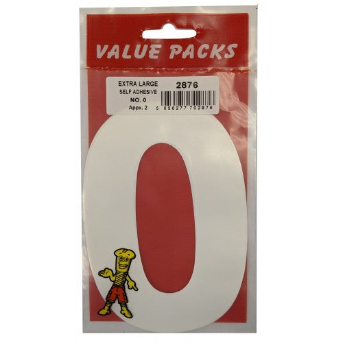 FAST PAK VALUE 2876 NUMBER (0) EXTRA LARGE SELF ADHESIVE NUMBERS 2 PCS PER PACK. FP2876 \\\KD02210