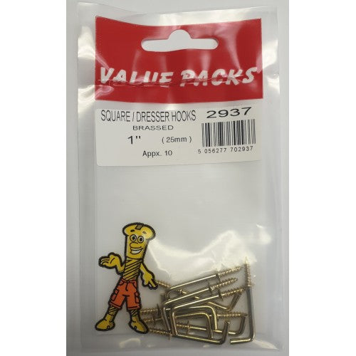 FAST PAK VALUE 2937 1 DRESSER/ SQUARE HOOK BRASSED 10 PACK. FP2937 \\\KD02215