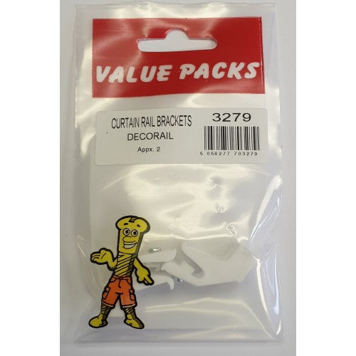 FAST PAK VALUE 3279 DECORAIL CURTAIN RAIL BRACKETS  2 PER PACK. FP3279 \\\KD02248