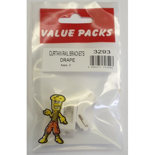 FAST PAK VALUE 3293 DRAPE CURTAIN RAIL BRACKETS 2 PER PACK. FP3293 \\\KD02251