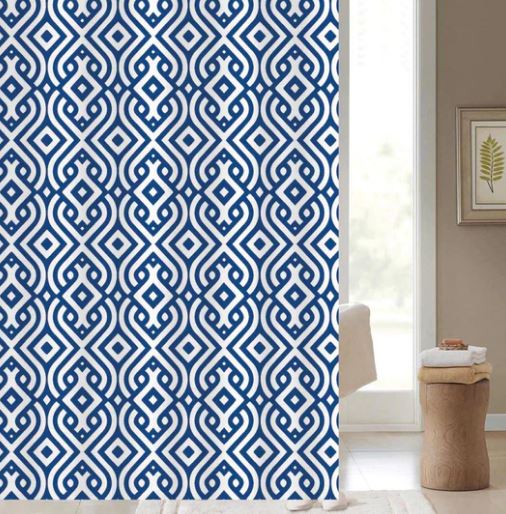 BLUE CANYON ARTISAN BLUE POLYESTER SHOWER CURTAIN*. SC156 \\\KD02497