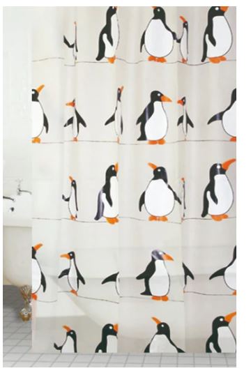 BLUE CANYON PEVA SHOWER CURTAIN PENGUIN. SC409 \\\KD02499