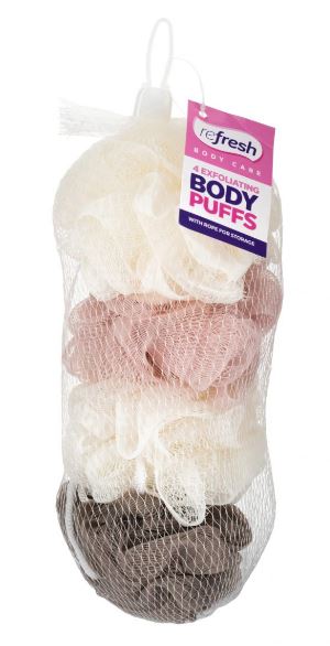REFRESH EXFOLIATING BODY PUFFS 4/PK. Z62003 \\\KD02569