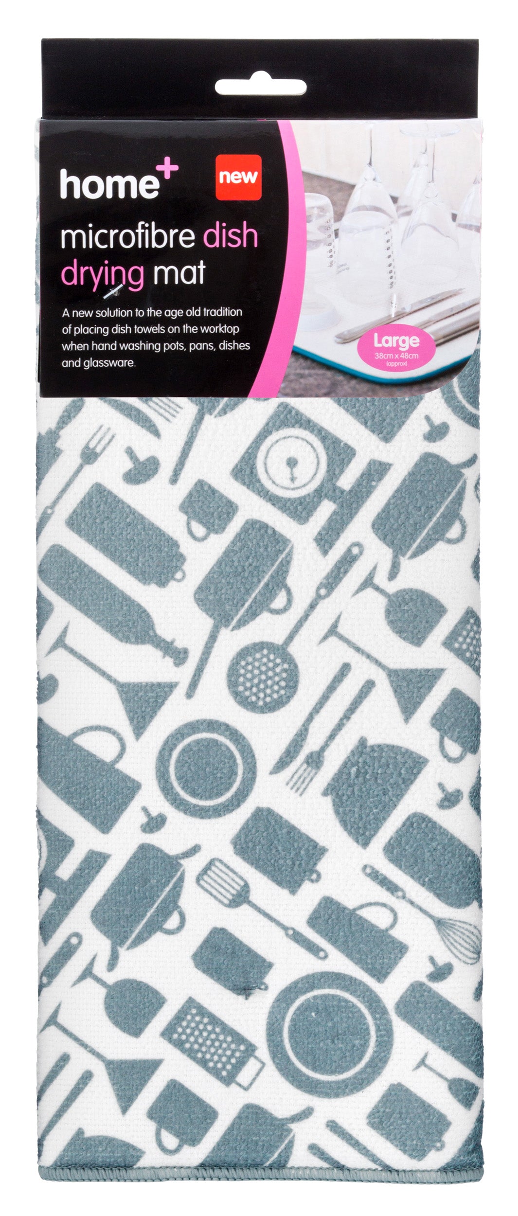 HOME+ LARGE MICROFIBRE DISH DRYING MAT 38CM X 48CM. Z65719 \\\KD02575