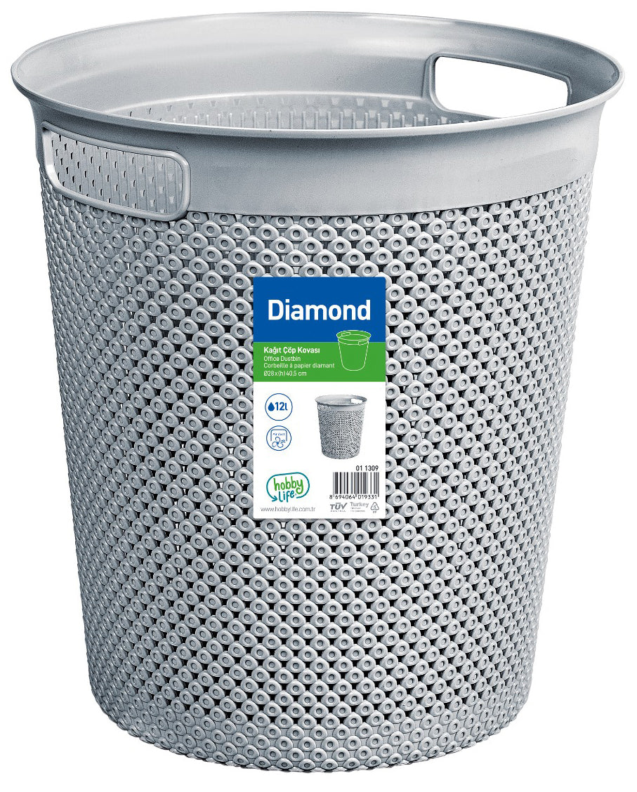HOBBY LIFE DIAMOND ROUND PAPER BASKET 12 LITRE. 011309 \\\KD02590