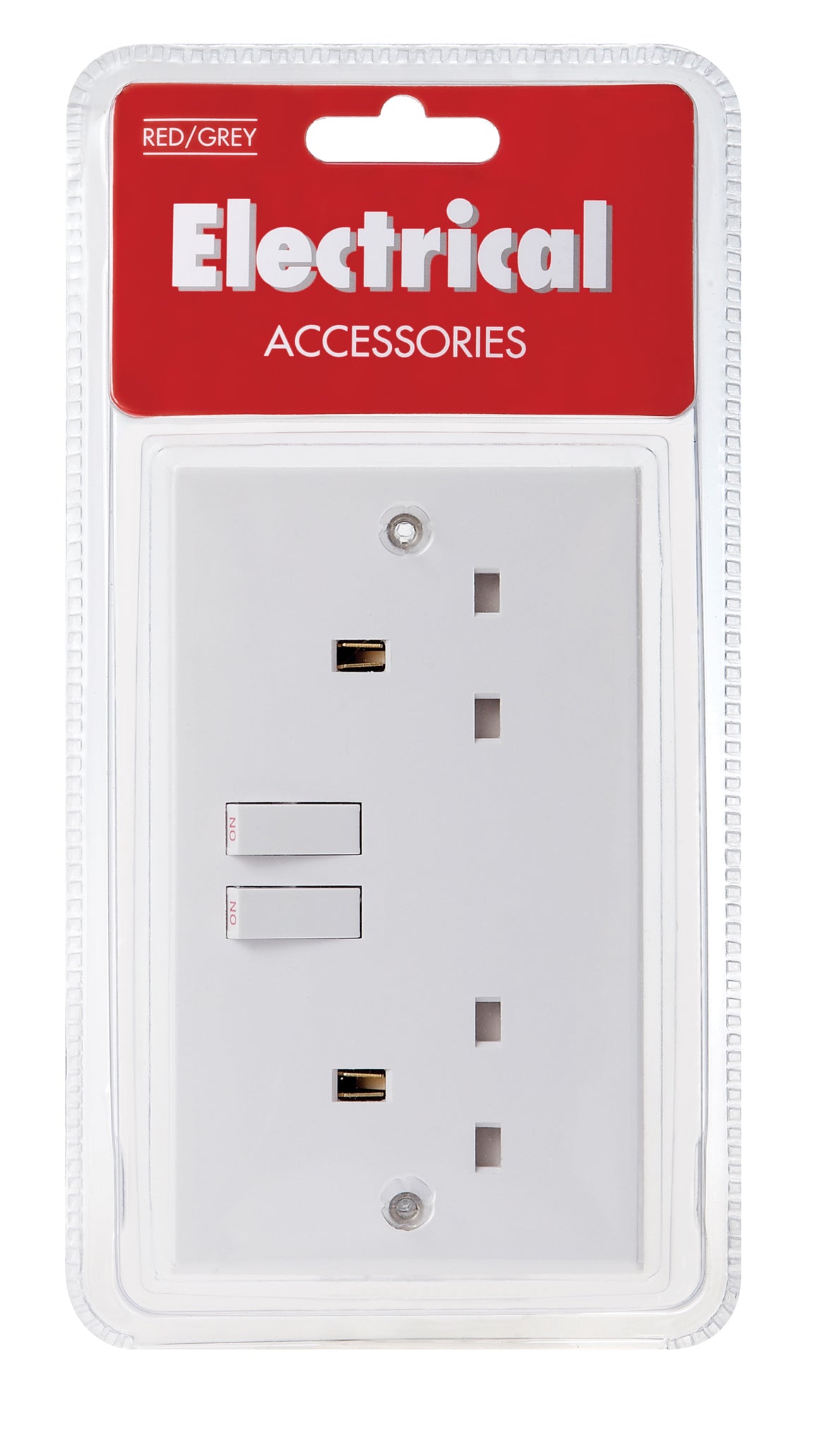 RED GREY B11P TWIN / 2 GANG SWITCH 13AMP SOCKET. B11P \\\KD02662