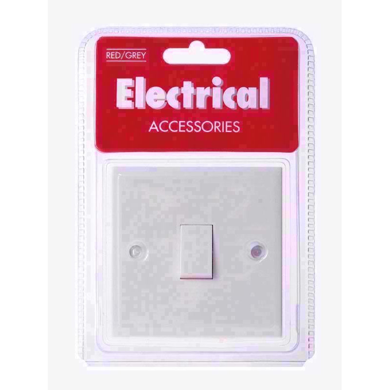 RED GREY B15P SINGLE / 1 GANG 2 WAY LIGHT SWITCH WHITE. B15P \\\KD02664