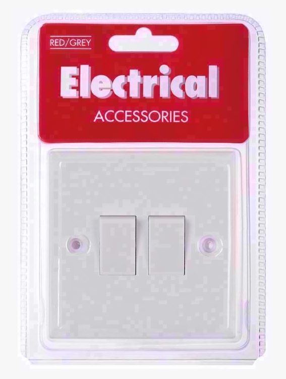 RED GREY B16P TWIN / 2 GANG 2 WAY LIGHT SWITCH WHITE. B16P \\\KD02665