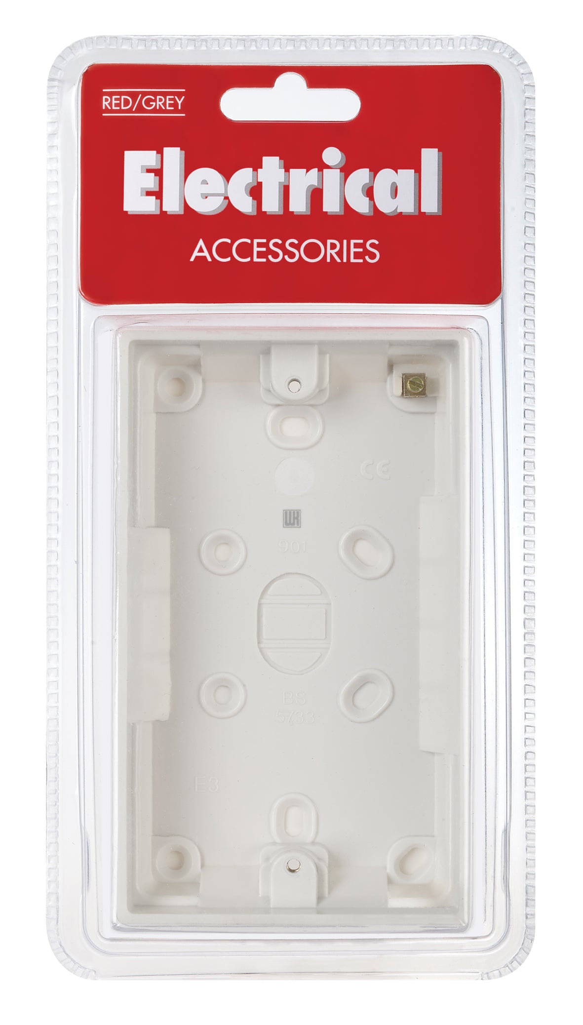 RED GREY B19P TWIN 2 GANG SURFACE MOUNTED BACK / WALL PATTRESS BOX 25MM. B19P \\\KD02667