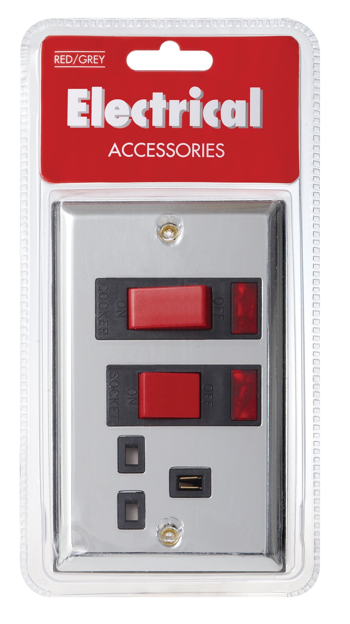 RED GREY CR49P 45A SINGLE / 1-GANG DP COOKER SWITCH CHROME WITH LED. CR49P \\\KD02681