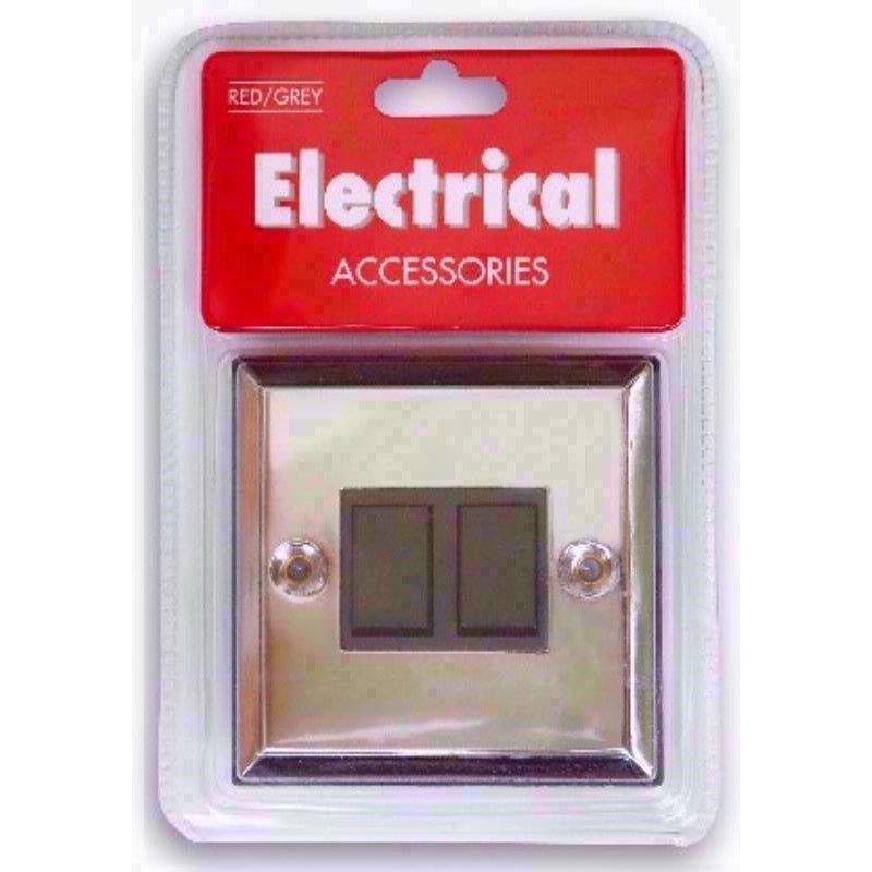 RED GREY CR53P CHROME TWIN / 2 GANG 2 WAY SWITCH. CR53P \\\KD02685