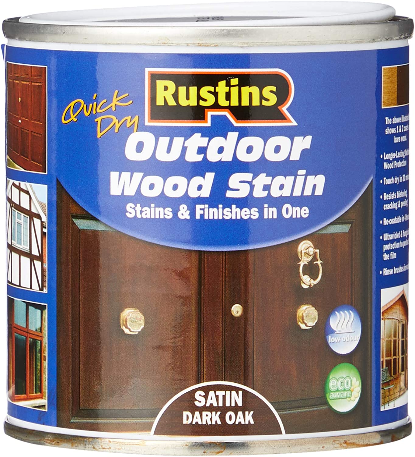 RUSTINS OUTDOOR WOOD STAIN SATIN DARK OAK 250ML. ESDO250 \\\KD02753