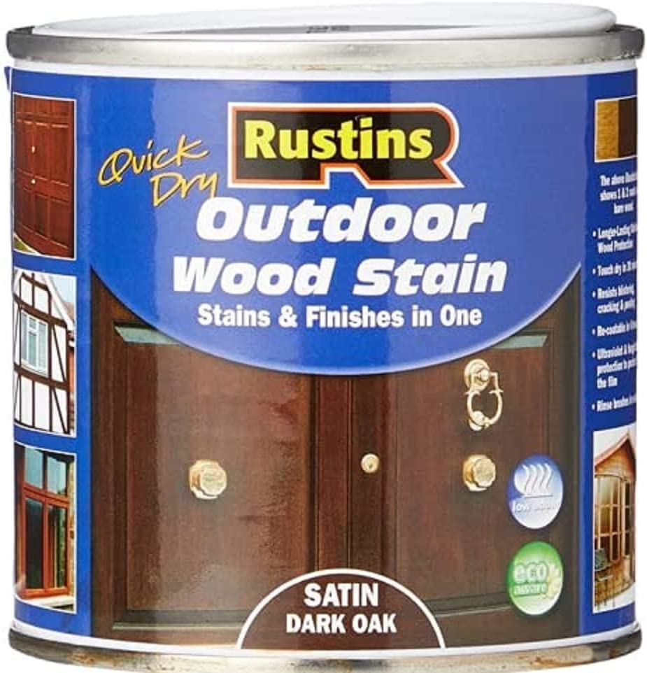 RUSTINS OUTDOOR WOOD STAIN SATIN DARK OAK 500ML. ESDO500 \\\KD02754