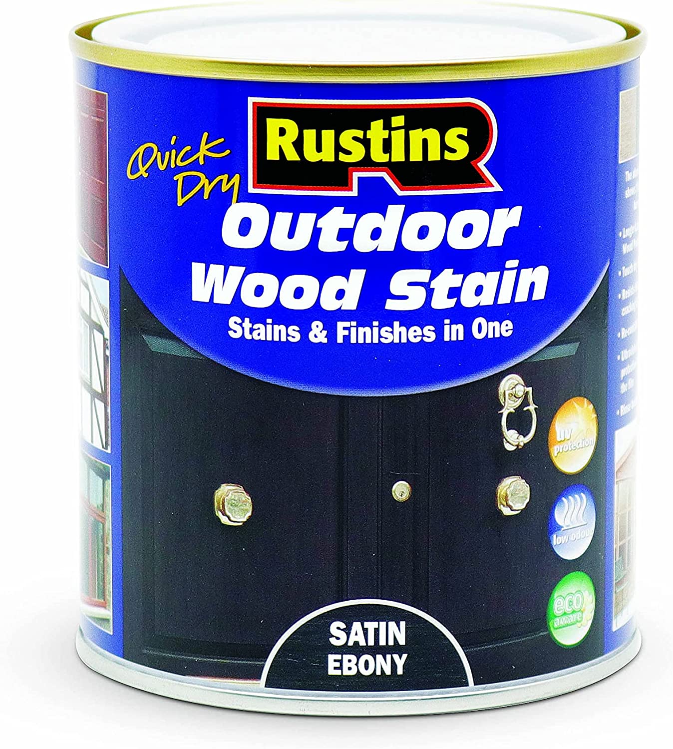 RUSTINS OUTDOOR WOOD STAIN SATIN EBONY 500ML. ESEB500 \\\KD02756