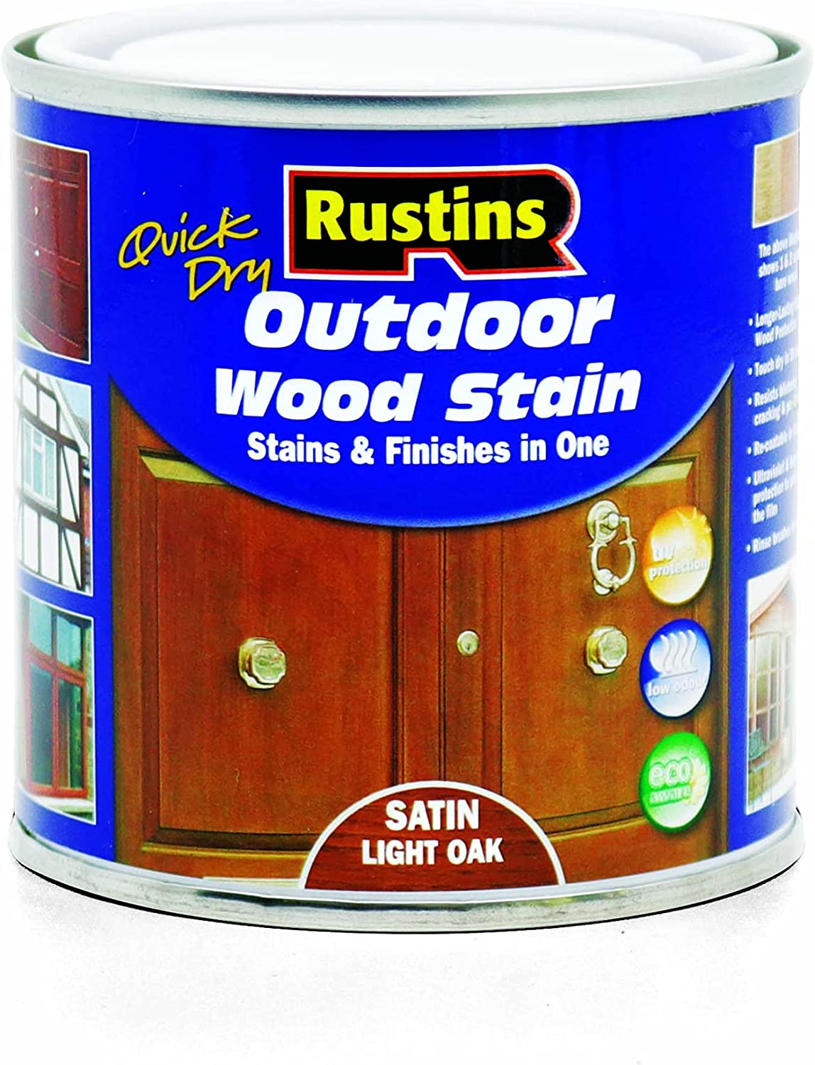 RUSTINS OUTDOOR WOOD STAIN SATIN LIGHT OAK 250ML. ESLO250 \\\KD02757
