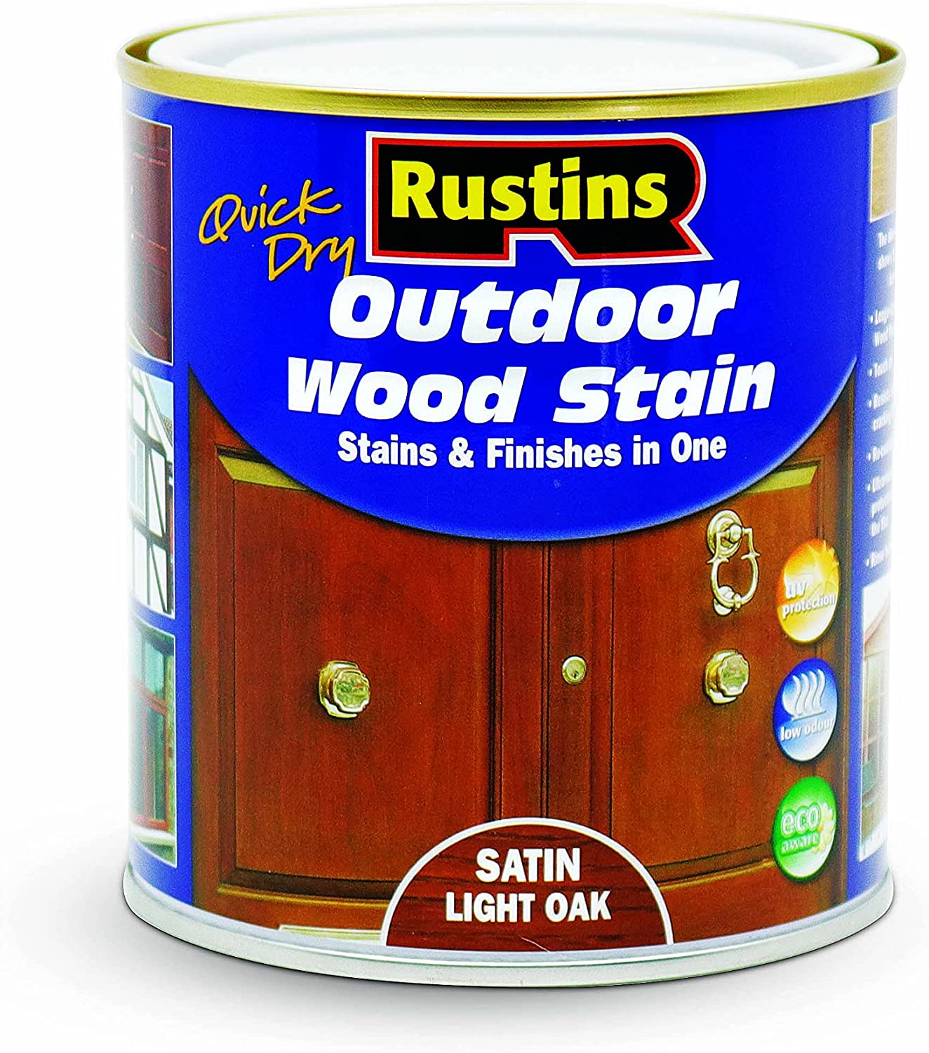 RUSTINS OUTDOOR WOOD STAIN SATIN LIGHT OAK 500ML. ESLO500 \\\KD02758