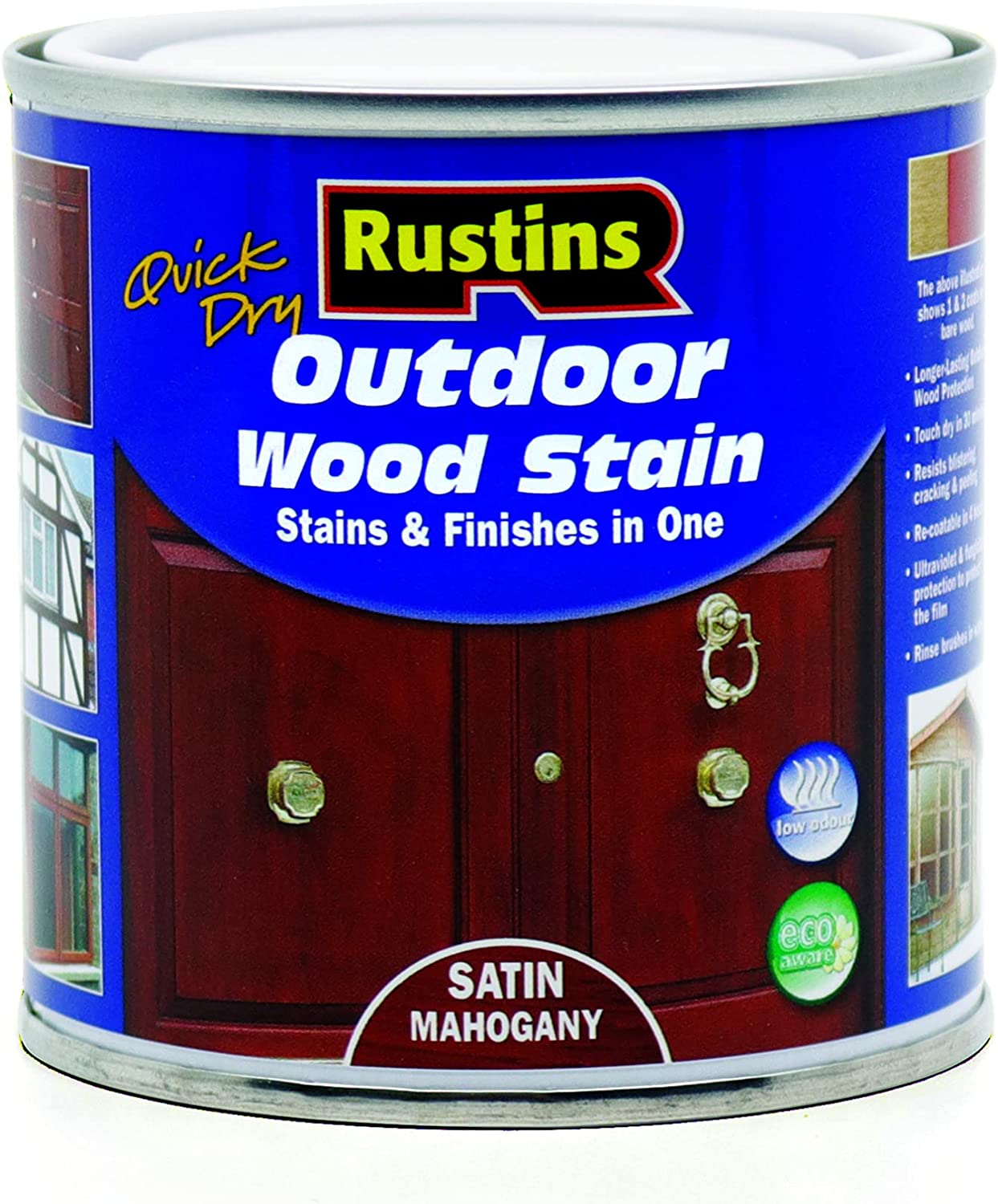 RUSTINS OUTDOOR WOOD STAIN SATIN MAHOGANY 250ML. ESMA250 \\\KD02759