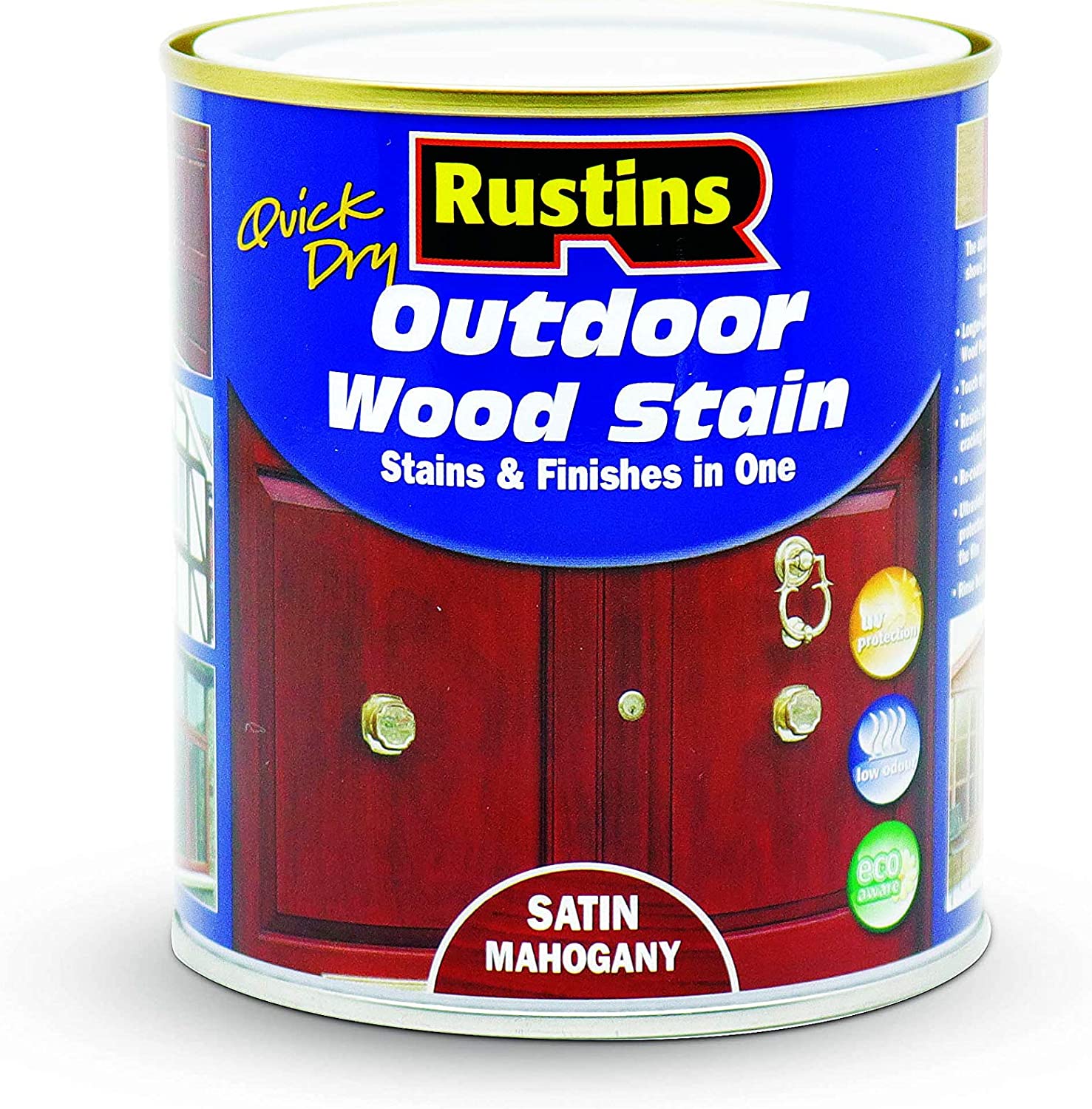 RUSTINS OUTDOOR WOOD STAIN SATIN MAHOGANY 500ML. ESMA500 \\\KD02760