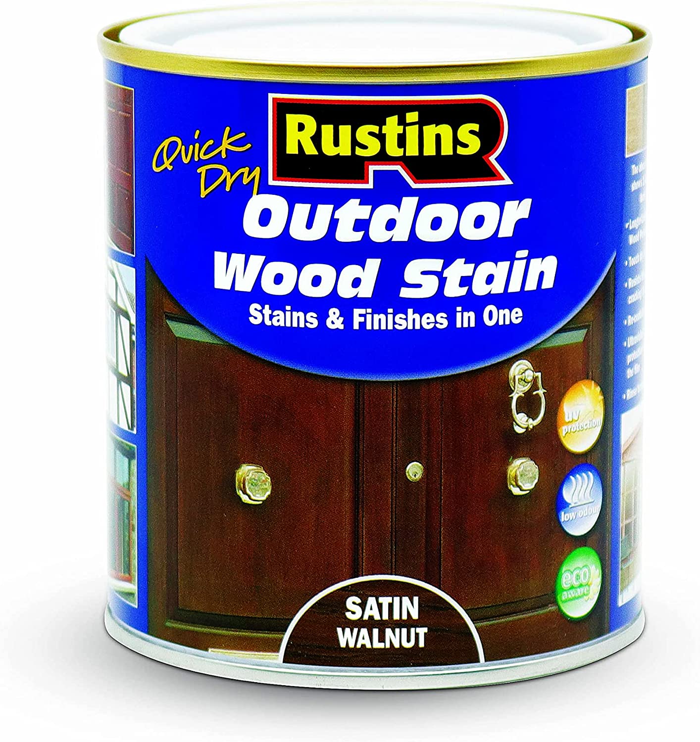 RUSTINS OUTDOOR WOOD STAIN SATIN WALNUT 500ML. ESWA500 \\\KD02766
