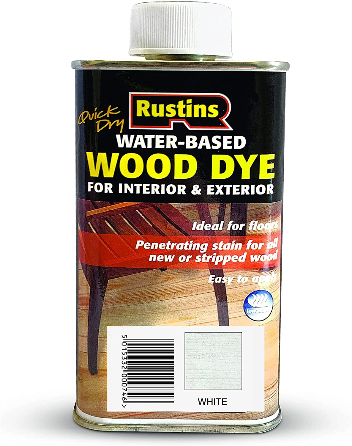 RUSTINS QUICK DRY WOOD DYE WHITE 250ML. WDWH250 \\\KD02837
